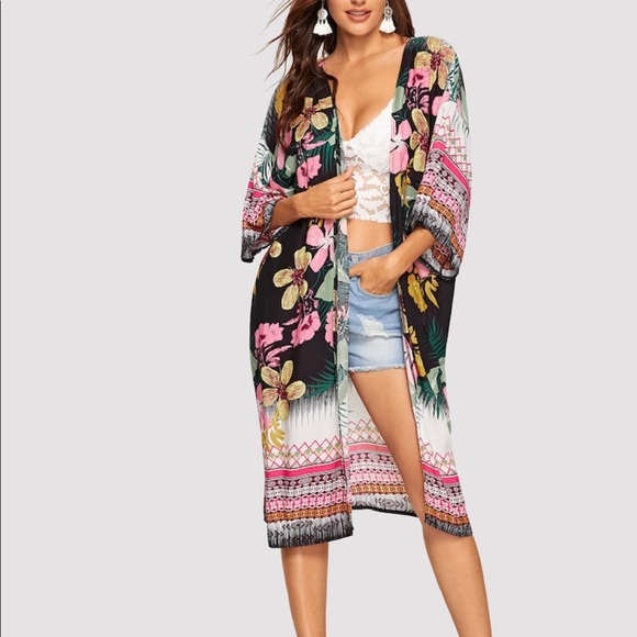 Floral Print Kimono/Cover-Up - Picture 4 of 6